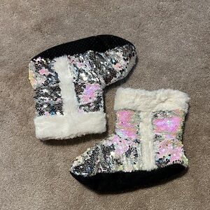 Target Sequin Slippers - Black and Pink